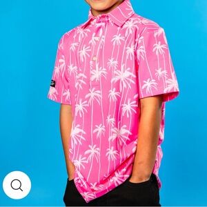 Sunday Swagger Youth Pink Palm Tree Polo Shirt